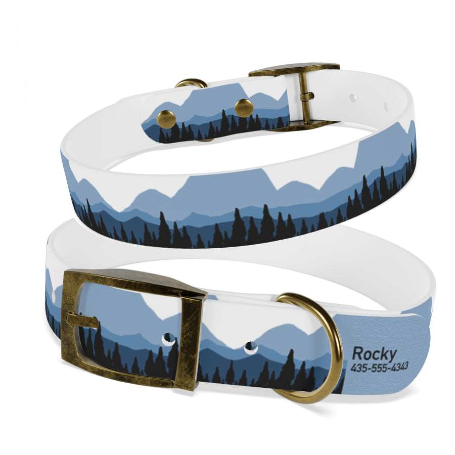 Personalized Mountains Dog Collar | Antimicrobial, Waterproof & Odor Resistant