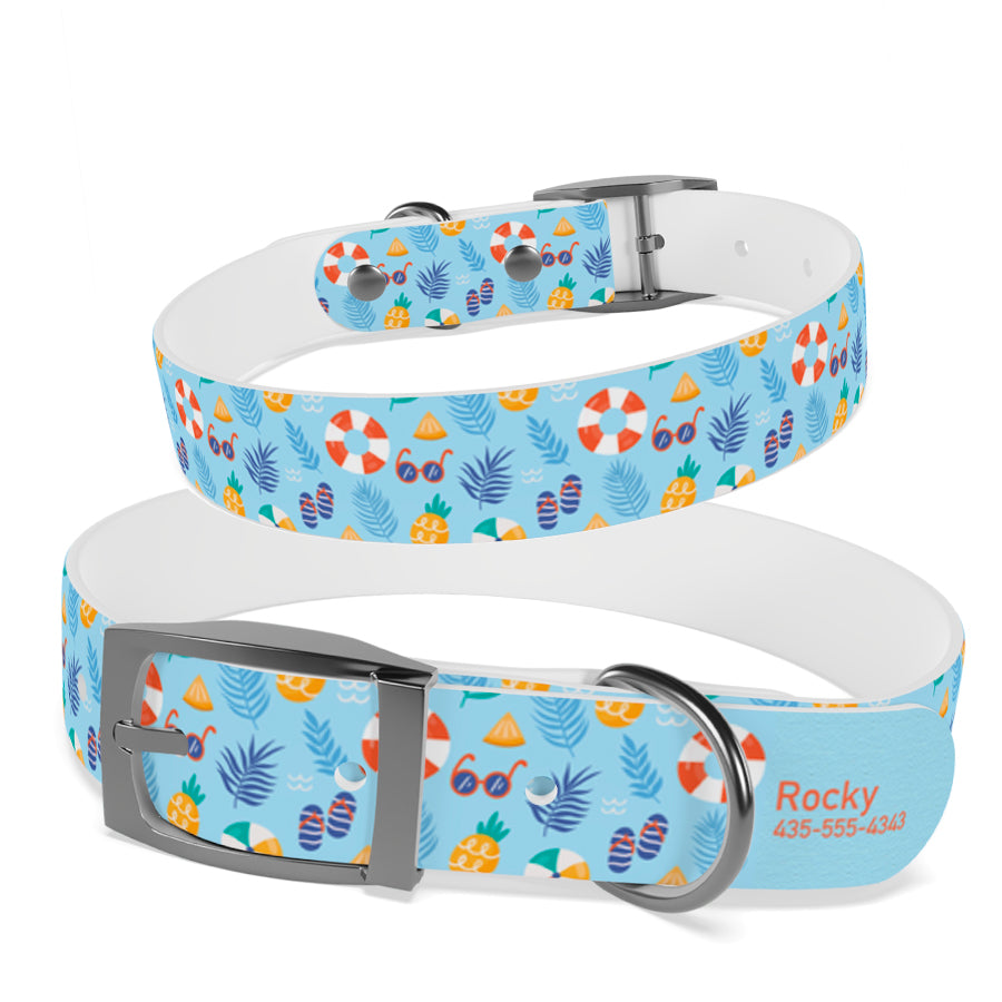 Personalized Beachy Dog Collar | Antimicrobial, Waterproof & Odor Resistant