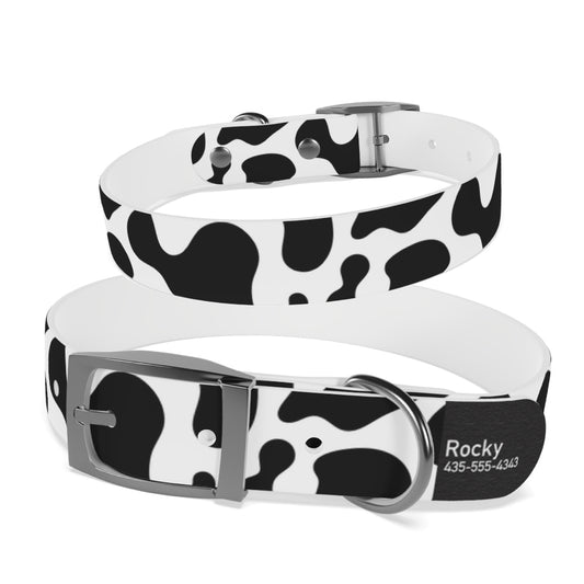 Personalized Cow Print Dog Collar | Antimicrobial, Waterproof & Odor Resistant