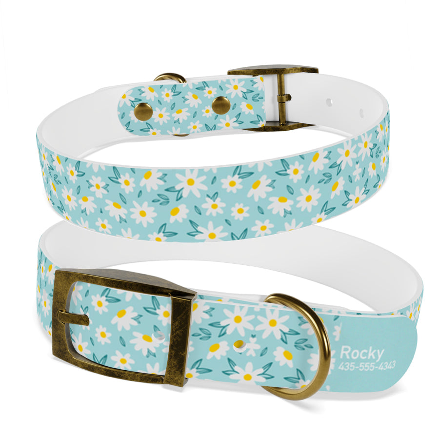 Personalized Daisy Dog Collar | Antimicrobial, Waterproof & Odor Resistant