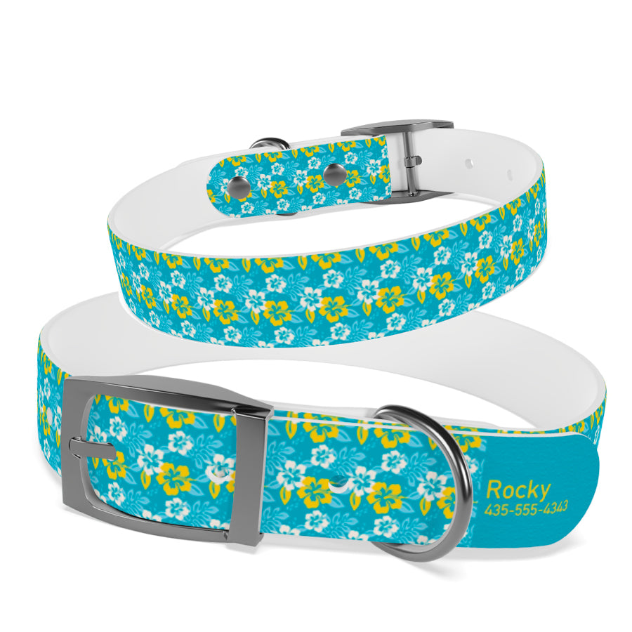 Personalized Hawaii Dog Collar | Antimicrobial, Waterproof & Odor Resistant