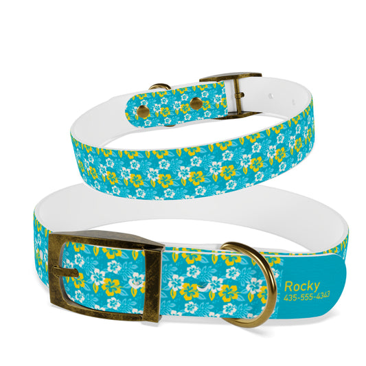 Personalized Hawaii Dog Collar | Antimicrobial, Waterproof & Odor Resistant