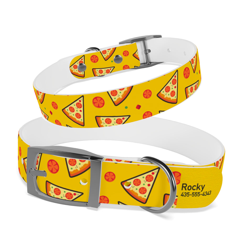 Personalized Pizza Dog Collar | Antimicrobial, Waterproof & Odor Resistant