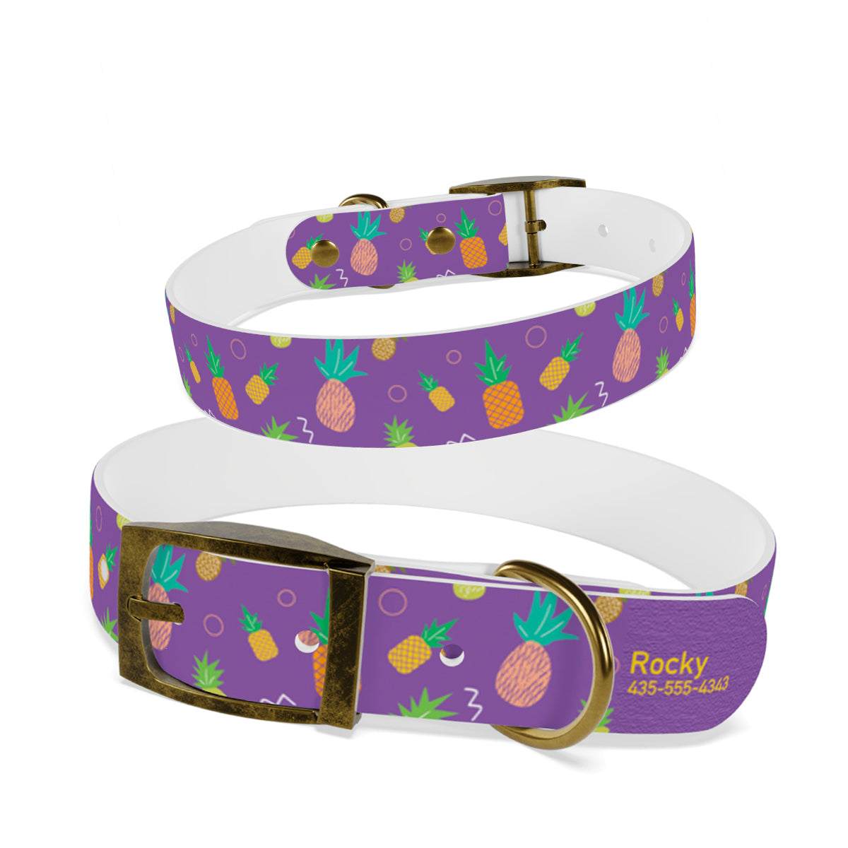 Personalized Pineapple Dog Collar | Antimicrobial, Waterproof & Odor Resistant