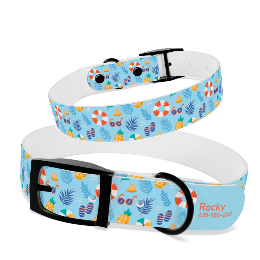 Personalized Beachy Dog Collar | Antimicrobial, Waterproof & Odor Resistant
