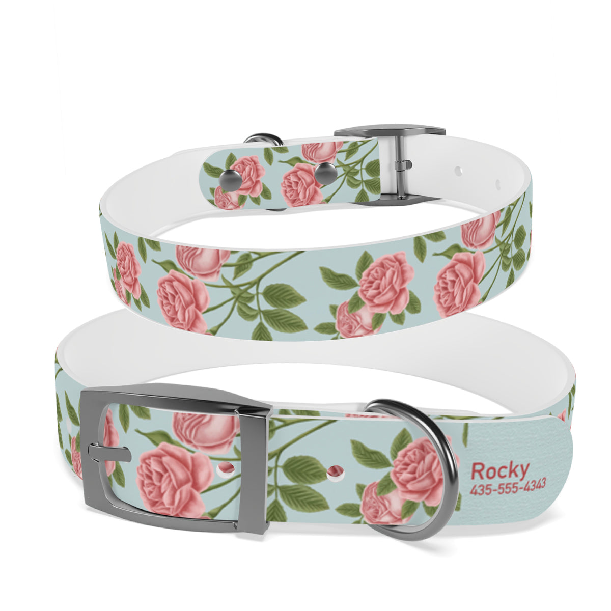 Personalized Roses Dog Collar | Antimicrobial, Waterproof & Odor Resistant