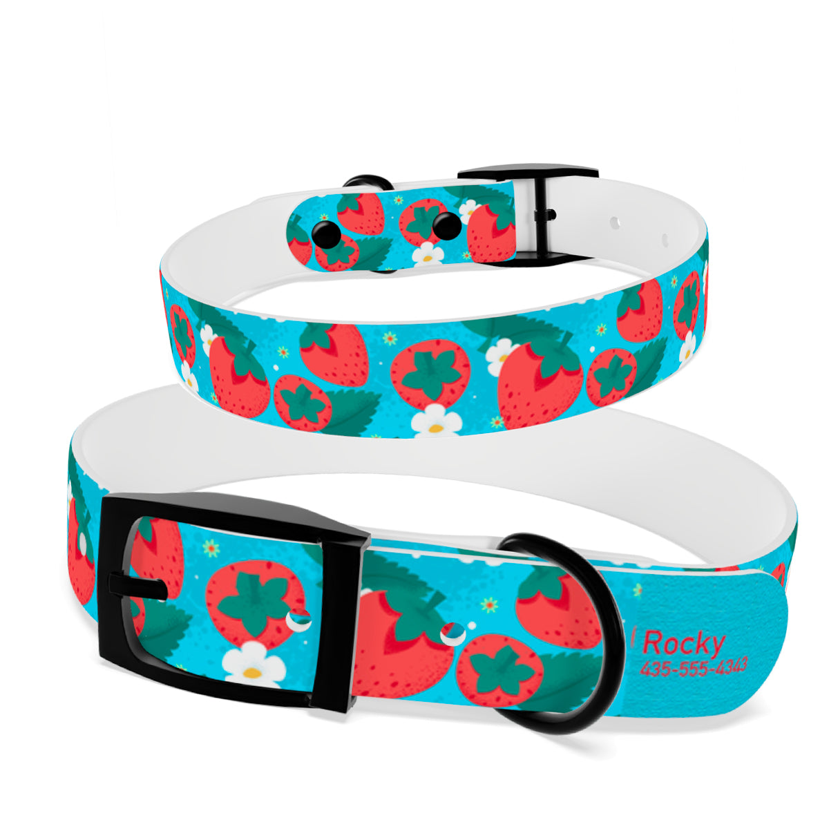 Personalized Strawberry Dog Collar | Antimicrobial, Waterproof & Odor Resistant
