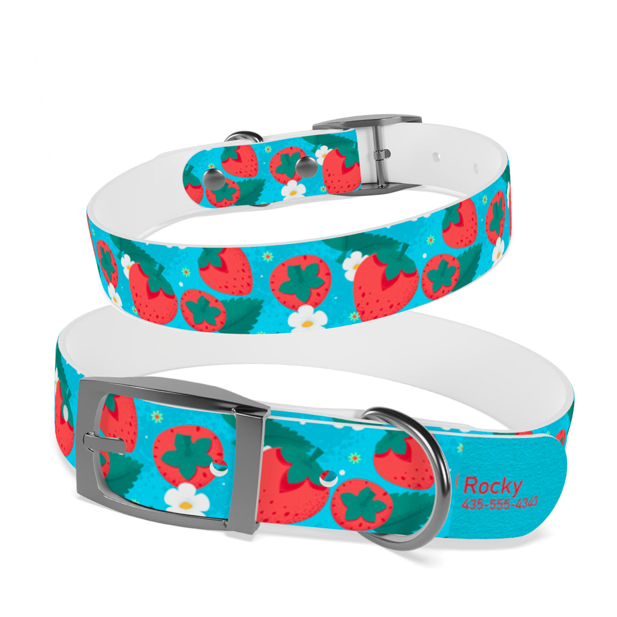 Personalized Strawberry Dog Collar | Antimicrobial, Waterproof & Odor Resistant